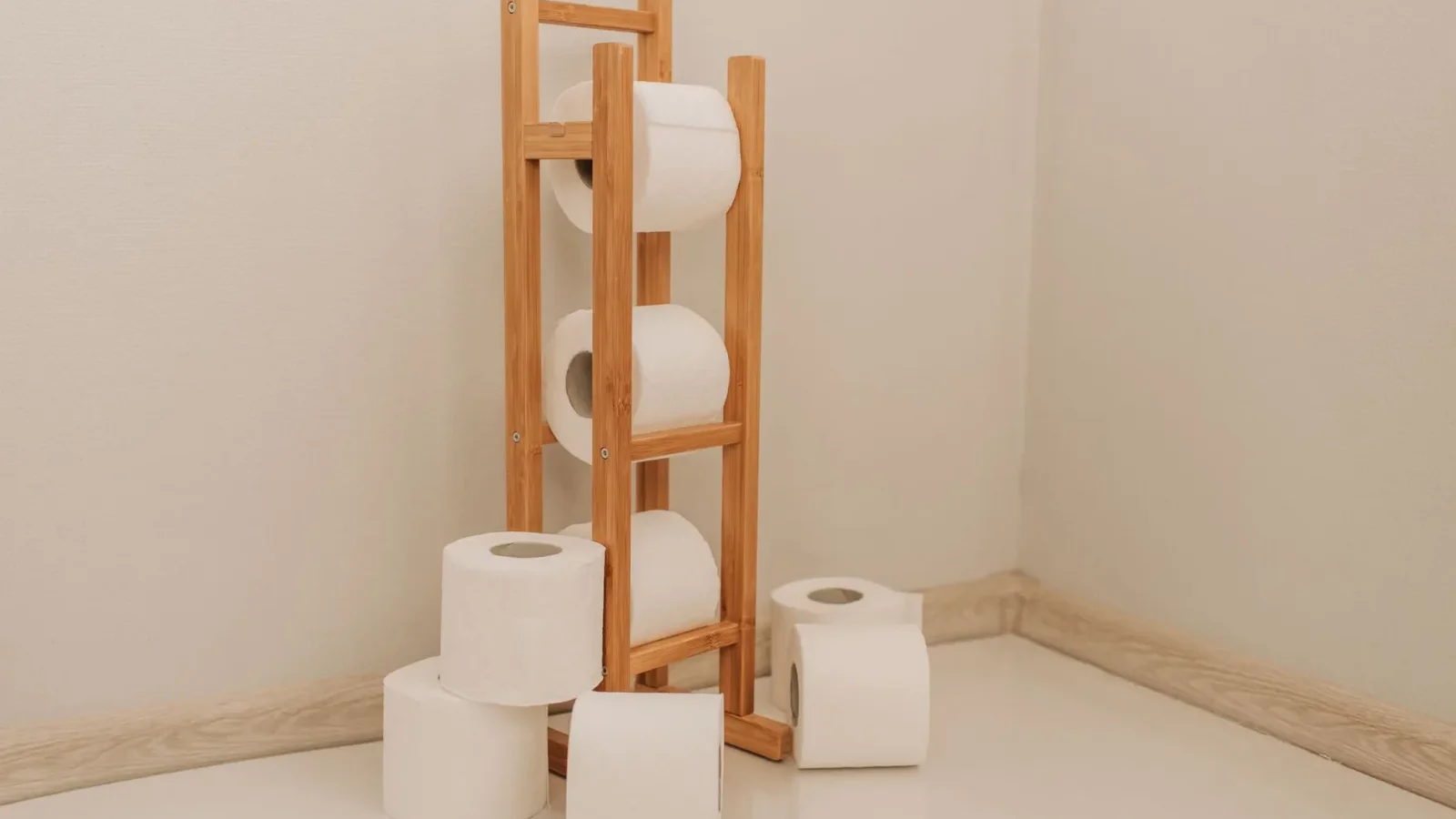 Stacked rolls of white toilet paper, the everyday product septic owners should choose carefully