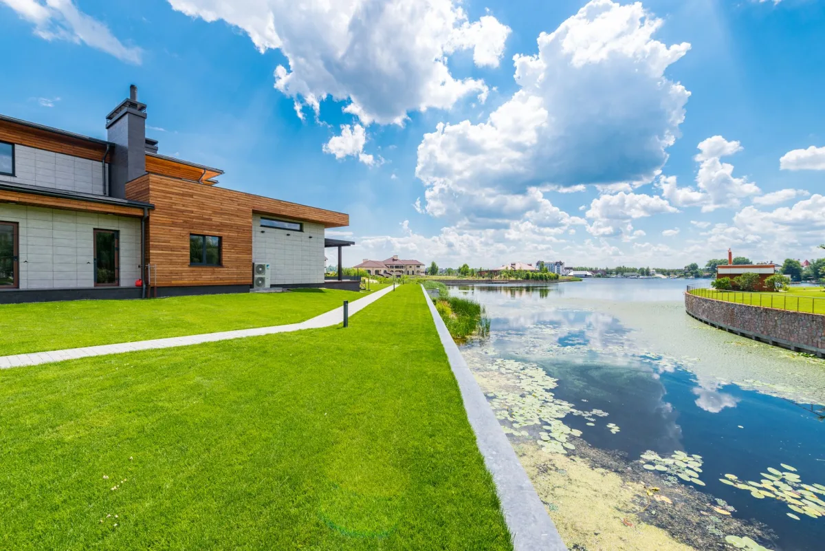 Healthy green grass over a residential septic drain field