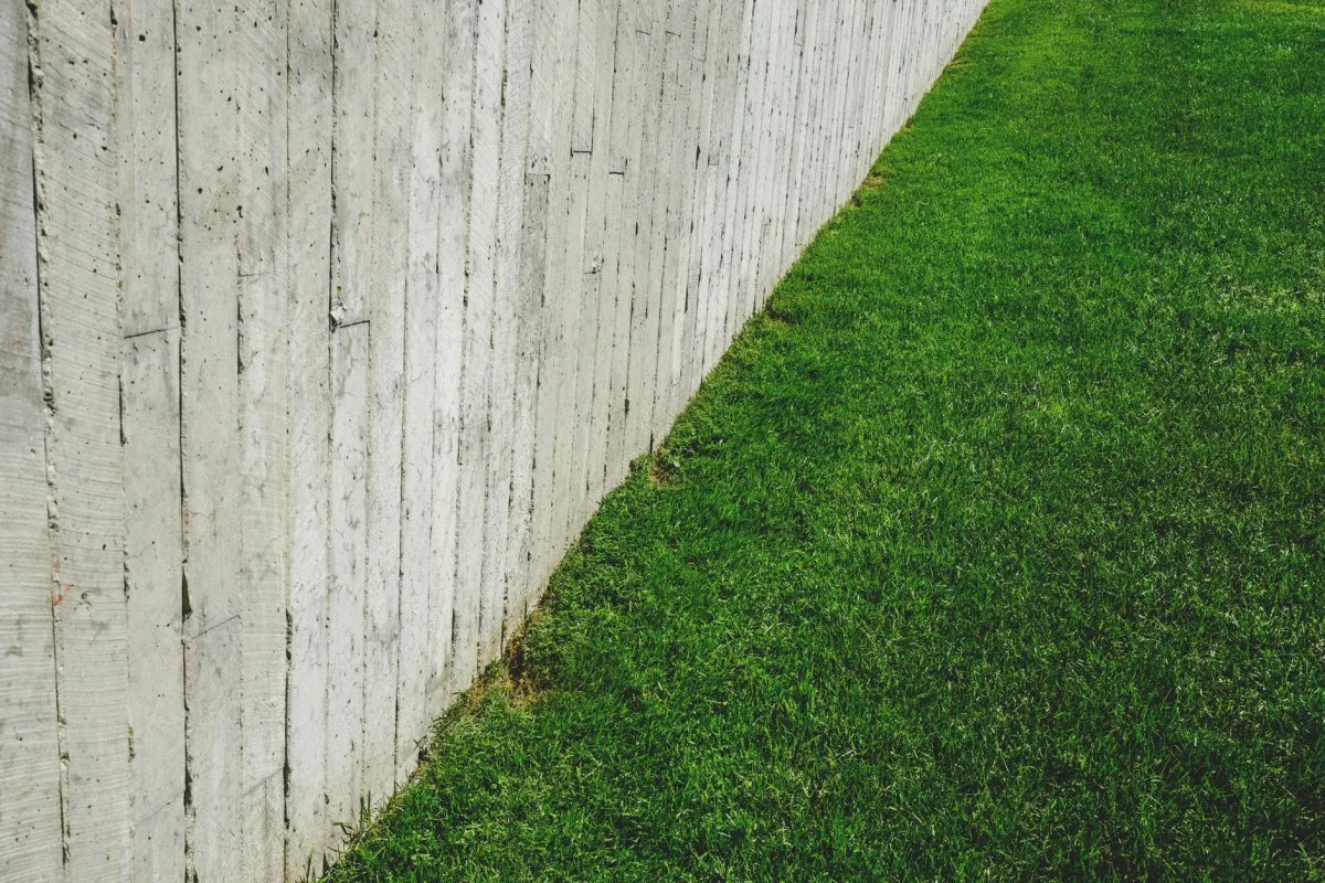 Strip of unusually green grass over a septic drain field trench