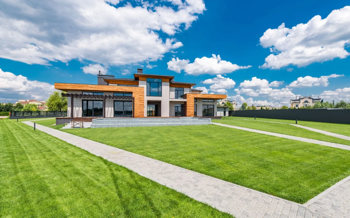 Healthy green lawn over a septic drain field area