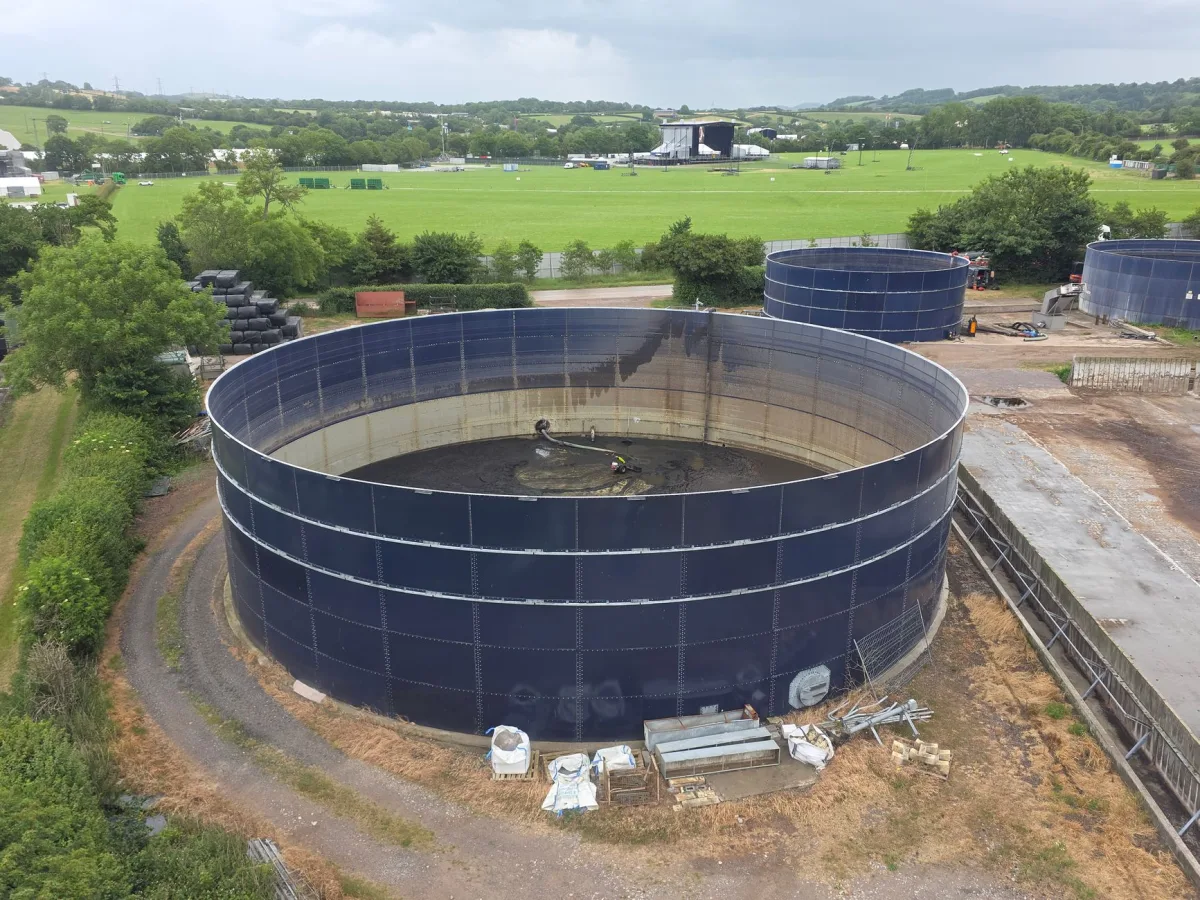 Septic tank and distribution lines being installed in a residential yard
